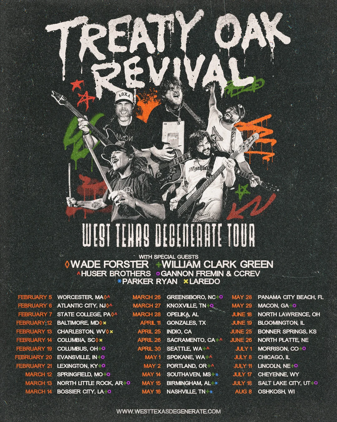 Treaty Oak Revival tour poster — 2026